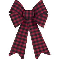 Clearance Christmas Forever BOW RED/ BLACK 9″ X 15″ BUFFALO PLAID