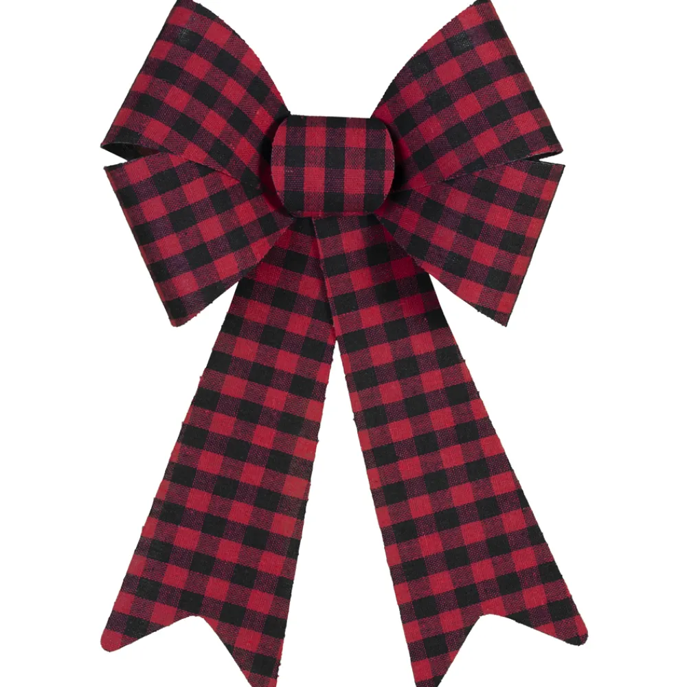 Clearance Christmas Forever BOW RED/ BLACK 9″ X 15″ BUFFALO PLAID