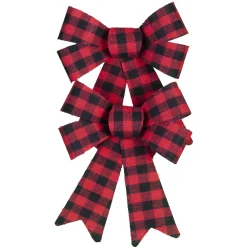 Sale Christmas Forever BOW RED/ BLACK 5.5″ X 8″ 2PCS BUFFALO PLAID