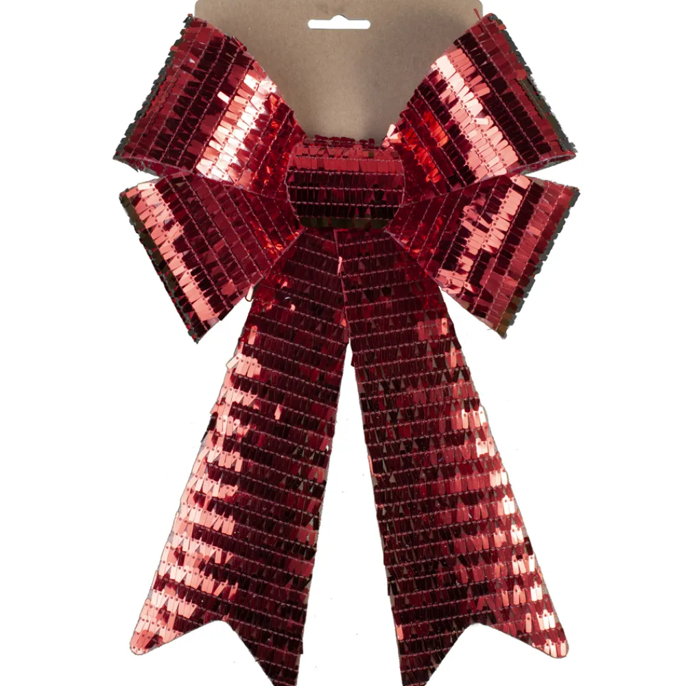 Best Christmas Forever BOW RED SEQUIN 9″ X 15″