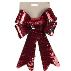 Sale Christmas Forever BOW RED/ SILVER 2-TONE SEQUIN 6″ X 10″