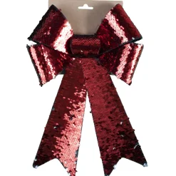 Online Christmas Forever BOW RED/ SILVER 2-TONE SEQUIN 9″ X 15″