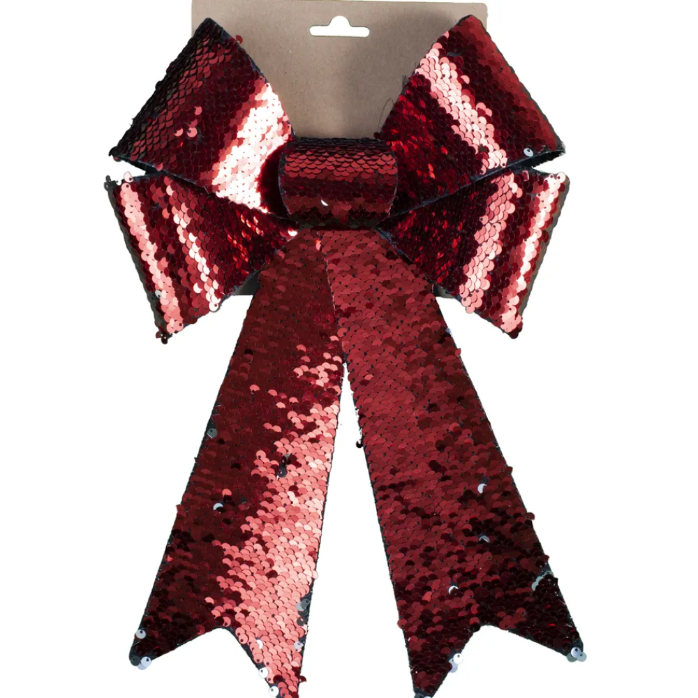 Online Christmas Forever BOW RED/ SILVER 2-TONE SEQUIN 9″ X 15″