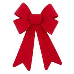 Sale Christmas Forever BOW RED VELVET W/ SPARKLE 6″x10″ PRE FORMED PVC