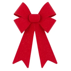 New Christmas Forever BOW RED VELVET W/ SPARKLE 9″x15″ PRE FORMED PVC