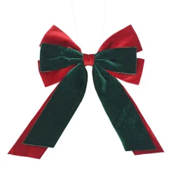 Christmas Forever BOW RED/EMERALD GREEN 10.5″x9″ VELVET
