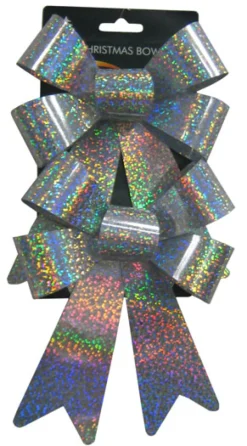 Clearance Christmas Forever BOW SILVER LASER 5.5″ X 8″ 2 PCS