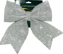New Christmas Forever BOW SILVER SEQUIN 10.5″ X 13.5″