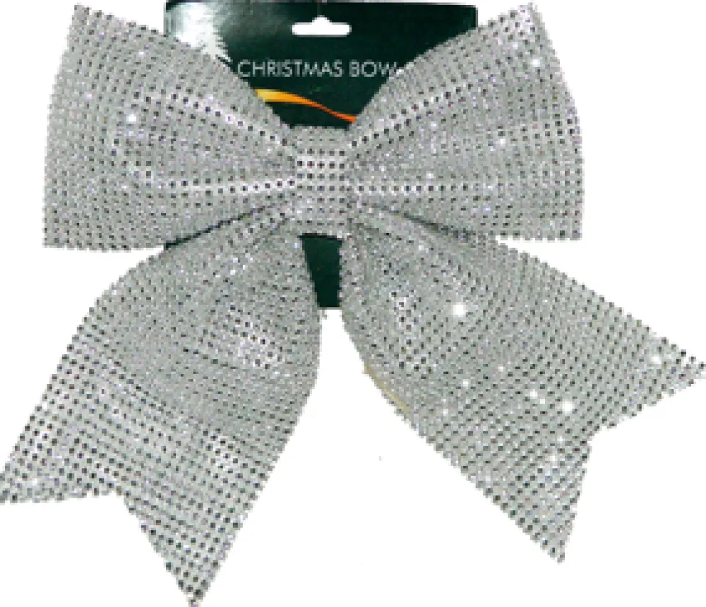 New Christmas Forever BOW SILVER SEQUIN 10.5″ X 13.5″