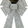 Hot Christmas Forever BOW SILVER/ WHITE GLITTER 9″ X 14″ SWIRL PATTERN