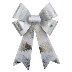 Online Christmas Forever BOW SILVER/WHITE FOIL 9″x15″ PRE FORMED PVC