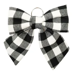 Sale Christmas Forever BOW SPONGE /FABRIC 13.5″ BLACK/ WHITE CHECK