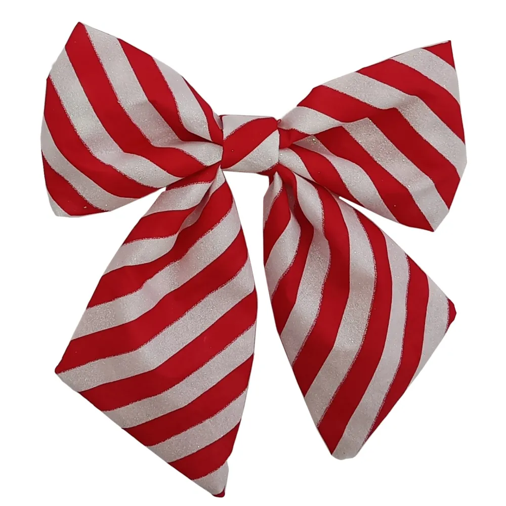 New Christmas Forever BOW SPONGE/FABRIC 8.5″ CANDY CANE STRIPE