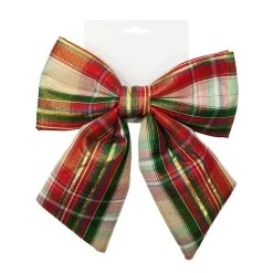 Outlet Christmas Forever BOW SPONGE/FABRIC 8.5″ RED/GOLD/GREEN