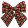 Christmas Forever BOW SPONGE/FABRIC 8.5″ RED/GREEN/BEIGE PLAID