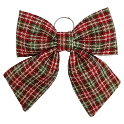 Discount Christmas Forever BOW SPONGE/FABRIC 13″ RED/GREEN/BEIGE PLAID