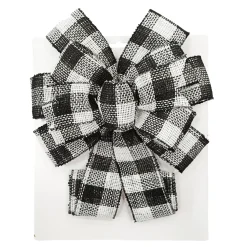 Hot Christmas Forever BOW TREE TOPPER 11″ X 31″ WHITE/BLACK BUFFALO PLAID