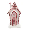 Online Christmas Forever CANDY HOUSE TABLE DECOR SNOWED 13″ RED/WHITE GLITTER