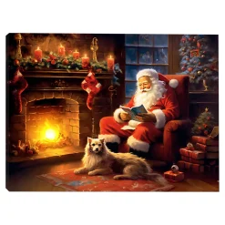 Best Christmas Forever CANVAS 16″x12″ LIGHT UP SANTA 1PC LED+20PCS LED FIBERS+6/18TIMER