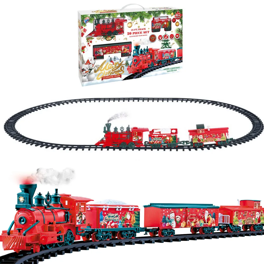 Discount Christmas Forever CHRISTMAS STEAM TRAIN SET W/MOVEMENT, LIGHTS & MUSIC 20PCS – B/O 63″x43.5″