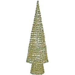 Sale Christmas Forever CONE TREE 31.5″ HEMP ROPE & GREEN LEAVES W/ GLITTER