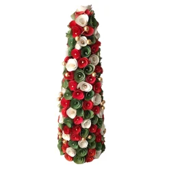 Christmas Forever CONE TREE 19″ RED /WHITE /GREEN FLOWERS