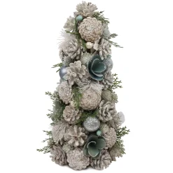 Best Christmas Forever CONE TREE BICH/ SAGE GREEN 16″ MIXED PINECONE & BIRCH ROLL
