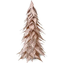 Online Christmas Forever CONE TREE METALLIC ROSE GOLD LEAVES 26″ W/ GLITTER