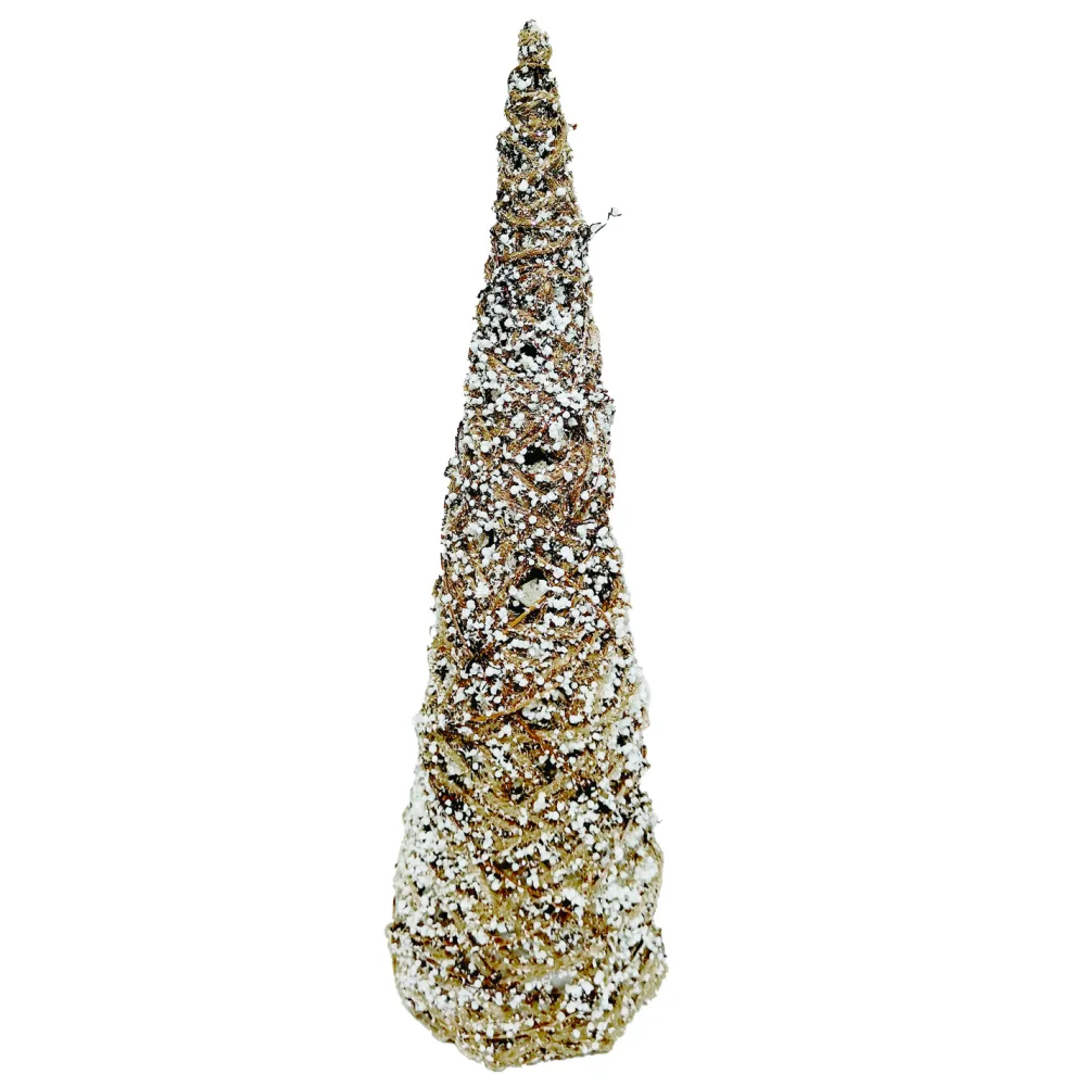 Best Christmas Forever CONE TREE NATURAL ROPE 15.5″ SNOW FROSTING
