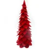 New Christmas Forever CONE TREE VELVET RED LEAVES 26″ W/ GLITTER