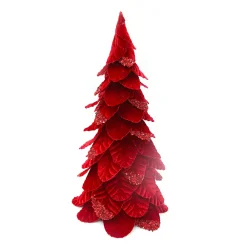 Online Christmas Forever CONE TREE VELVET RED LEAVES 19″ W/ GLITTER