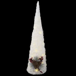 Sale Christmas Forever CONE TREE WHITE 23.5″ LED W/ PINE CONE & BERRY