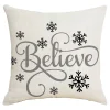 Outlet Christmas Forever CUSHION DECORATIVE 16″x16″ “BELIEVE” IVORY/GRAY