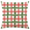 Sale Christmas Forever CUSHION DECORATIVE 16″x16″ CHECKERED PRINT IVORY/RED/GREEN