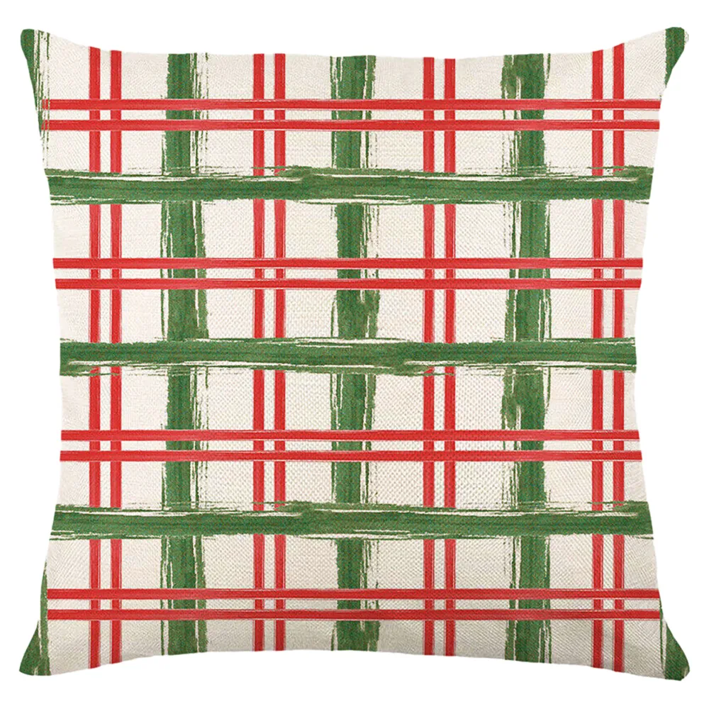 Sale Christmas Forever CUSHION DECORATIVE 16″x16″ CHECKERED PRINT IVORY/RED/GREEN