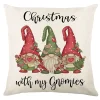Clearance Christmas Forever CUSHION DECORATIVE 16″x16″ “CHRISTMAS WITH GNOMIES” IVORY RED/GREEN