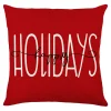 Christmas Forever CUSHION DECORATIVE 16″x16″ “HAPPY HOLIDAYS” RED/WHITE