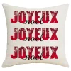 Christmas Forever CUSHION DECORATIVE 16″x16″ “JOYEUX, NOEL” IVORY/RED