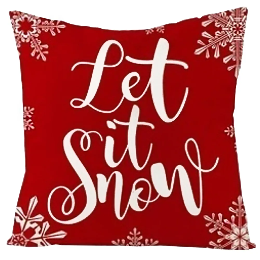 Outlet Christmas Forever CUSHION DECORATIVE 16″x16″ “LET IT SNOW” RED/WHITE