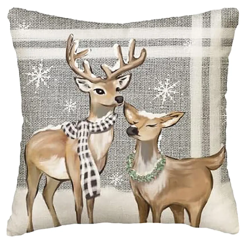 Hot Christmas Forever CUSHION DECORATIVE 16″x16″ REINDEER GRAY/IVORY/BROWN