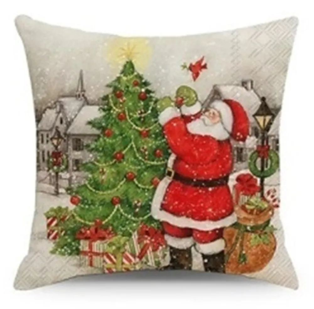 New Christmas Forever CUSHION DECORATIVE 16″x16″ SANTA SCENE