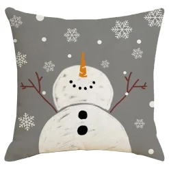 New Christmas Forever CUSHION DECORATIVE 16″x16″ SNOWMAN IVORY/GRAY