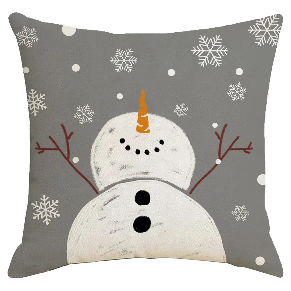 New Christmas Forever CUSHION DECORATIVE 16″x16″ SNOWMAN IVORY/GRAY