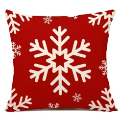 Best Christmas Forever CUSHION DECORATIVE 16″x16″ SNOWFLAKE RED/WHITE
