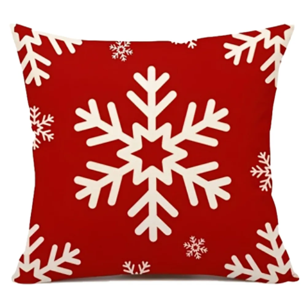 Best Christmas Forever CUSHION DECORATIVE 16″x16″ SNOWFLAKE RED/WHITE