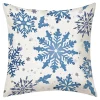 Christmas Forever CUSHION DECORATIVE 16″x16″ SNOWFLAKES WHITE/BLUE