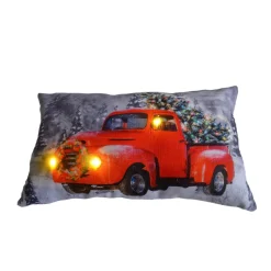 Best Christmas Forever CUSHION LIGHTED 20″X12″ 3 LED+6/18 TIMER RED TRUCK W/ TREE
