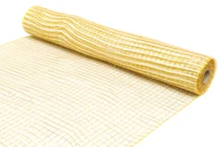 New Christmas Forever DECOR MESH 21″ X 10 YDS GOLD/ WHITE WEAVE