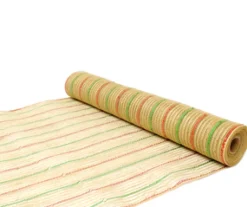 Discount Christmas Forever DECOR MESH 21″ X 10 YDS NATURAL W/JUTE & RED/ GREEN STRIPES