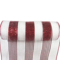 New Christmas Forever DECOR MESH 10”X10 YDS LN RED WHITE WITH RED WHITE METALLIC